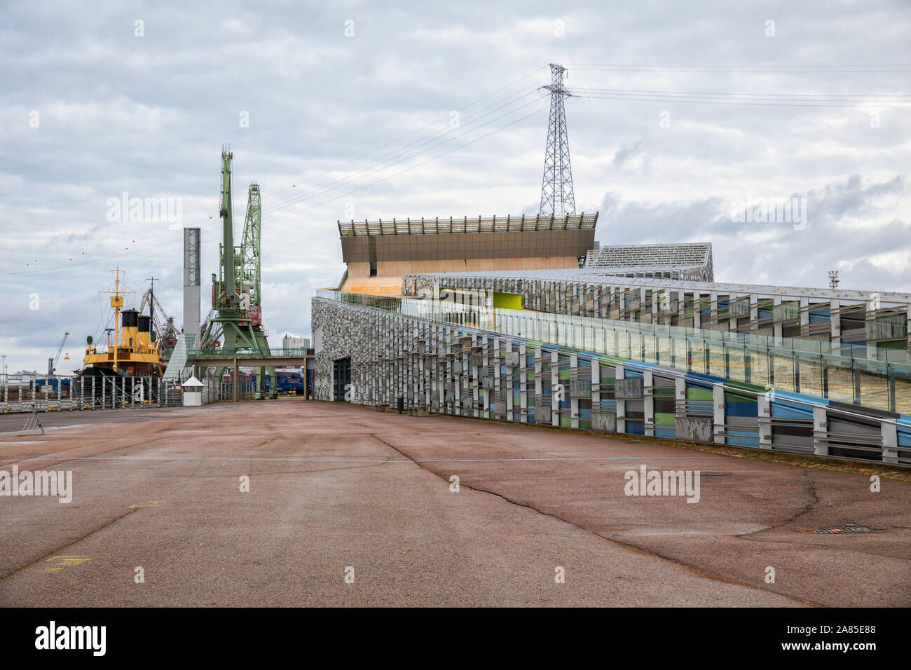 KOTKA, FINLAND - NOVEMBER 02, 2019: View on modern building of the maritime centre Vellamo in Kotka Stock Photo