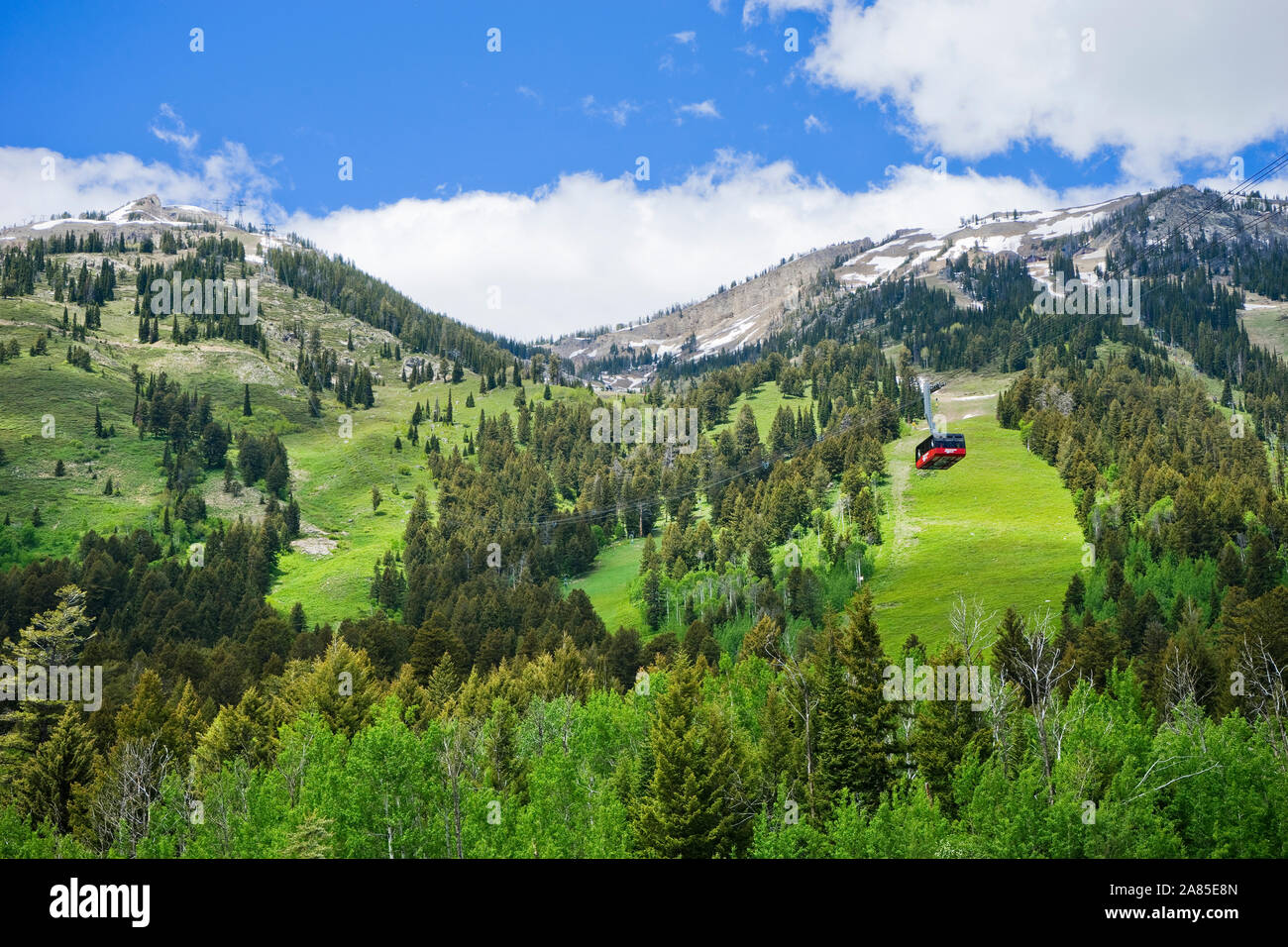 Aerial Tram at the Jackson Hole Mountain Resort Stock Photo