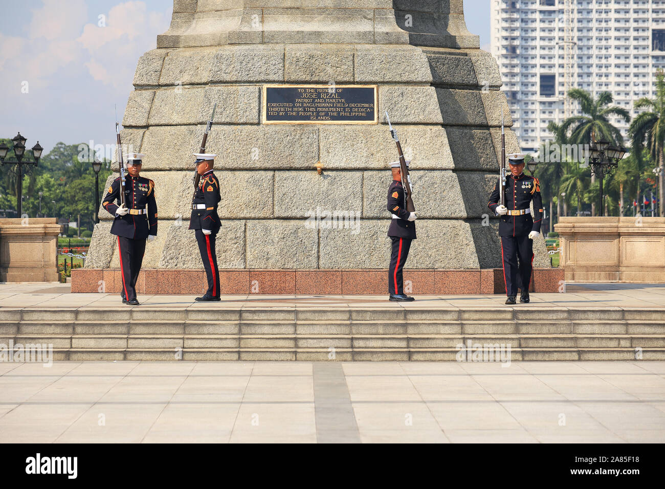 Manila, Philippines - June 24, 2017: Changing of the guard at the Rizal memorial Stock Photo