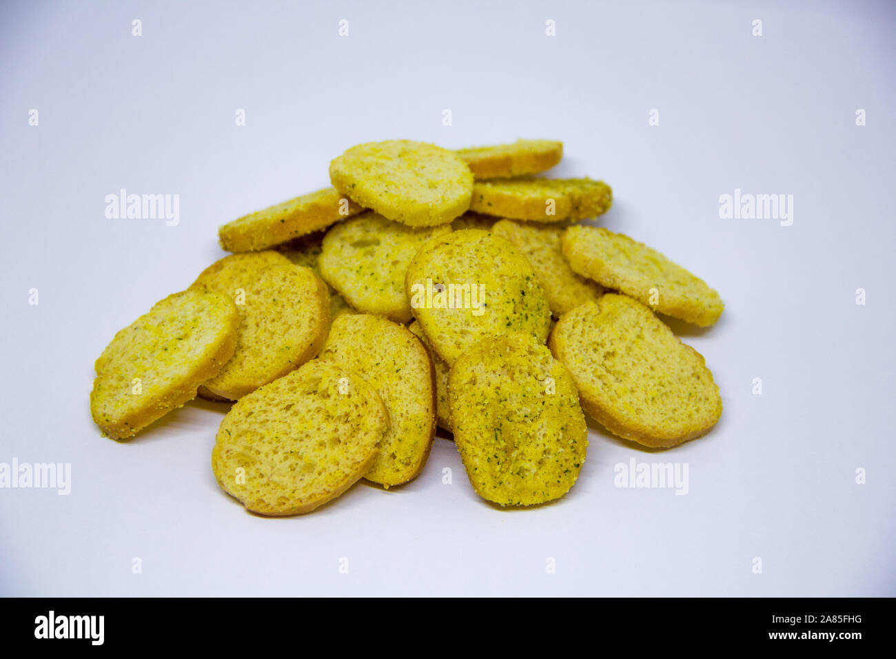 round crackers for beer on a white background Stock Photo
