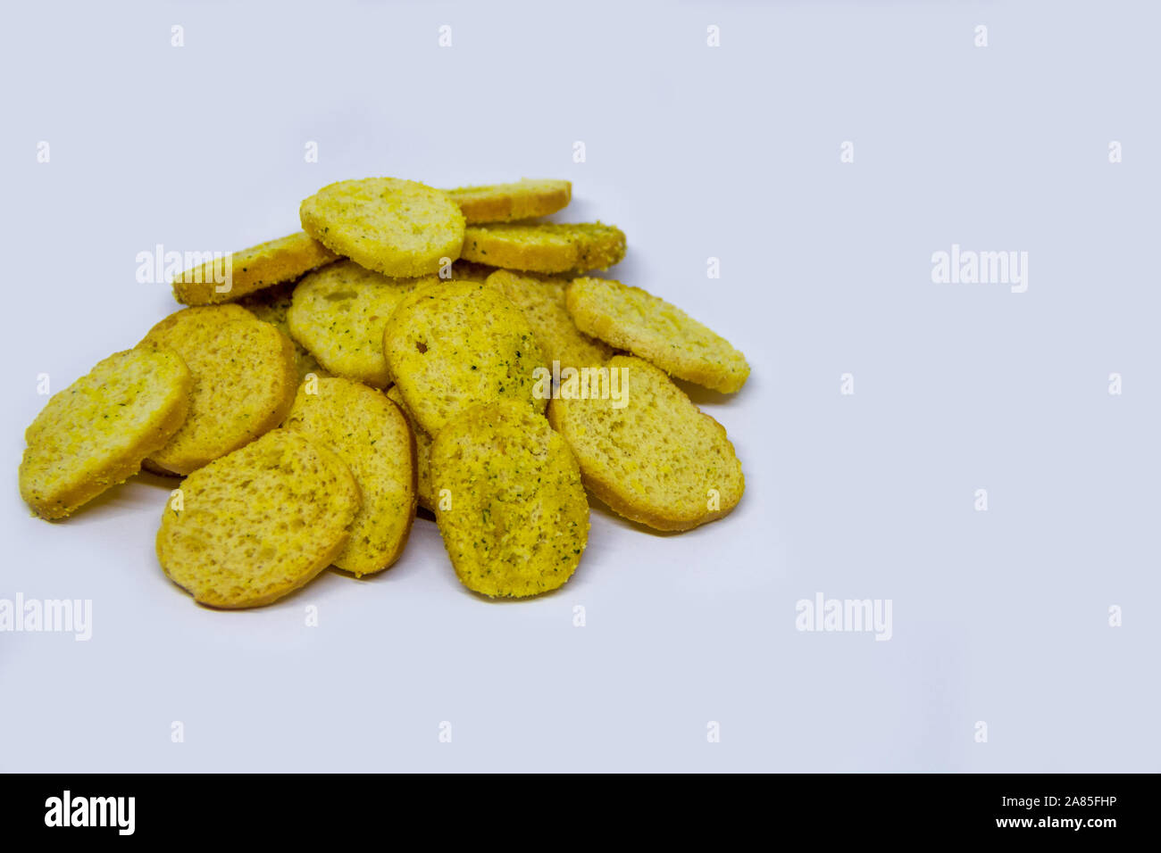 round crackers for beer on a white background Stock Photo