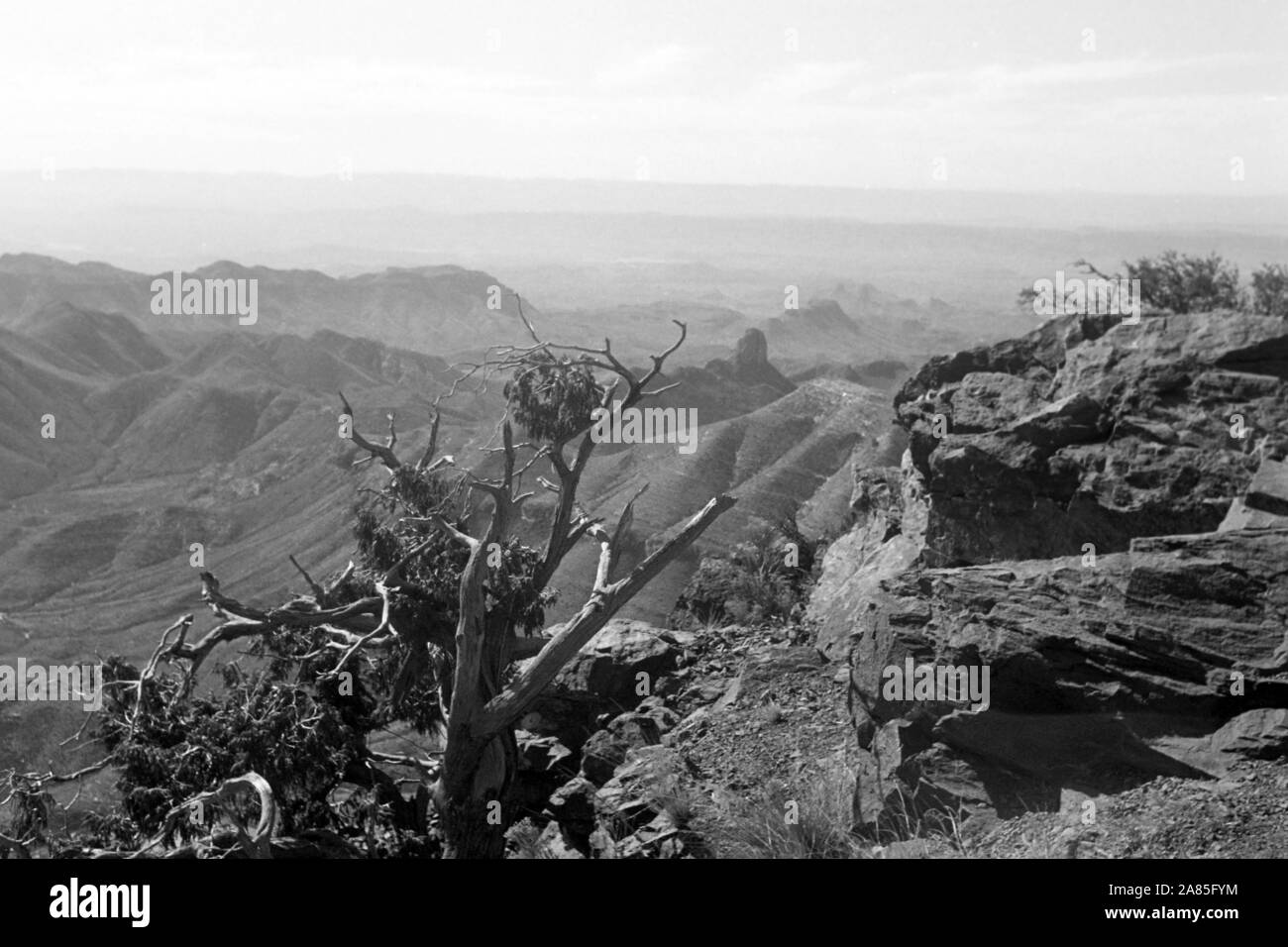 Wanderung im Big Bend Nationalpark, Texas, USA, 1950er. Hiking through Big Bend National Park, Texas, USA, 1950s. Stock Photo