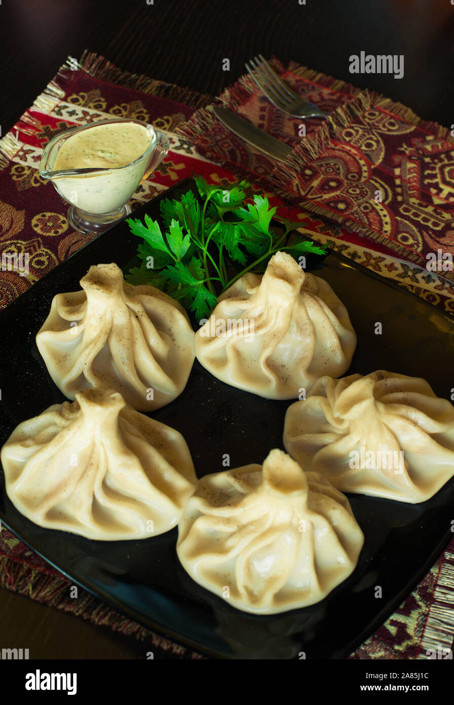 the khinkali - georgian national cuisine Stock Photo