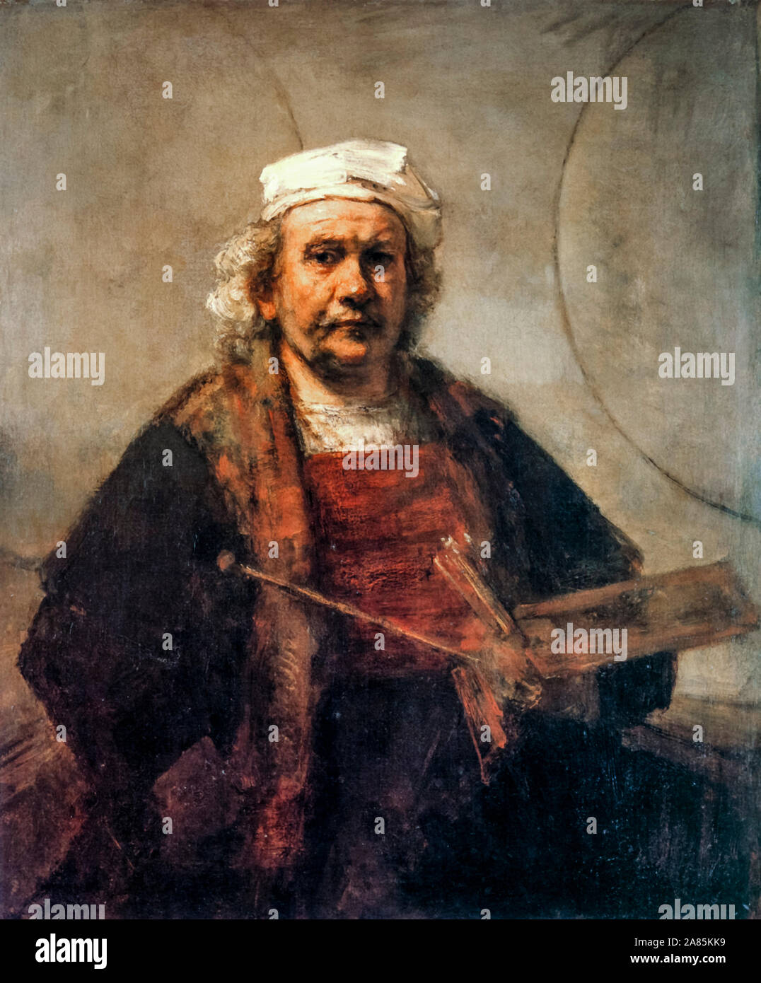 Rembrandt harmenszoon van rijn self portrait with two circles hi
