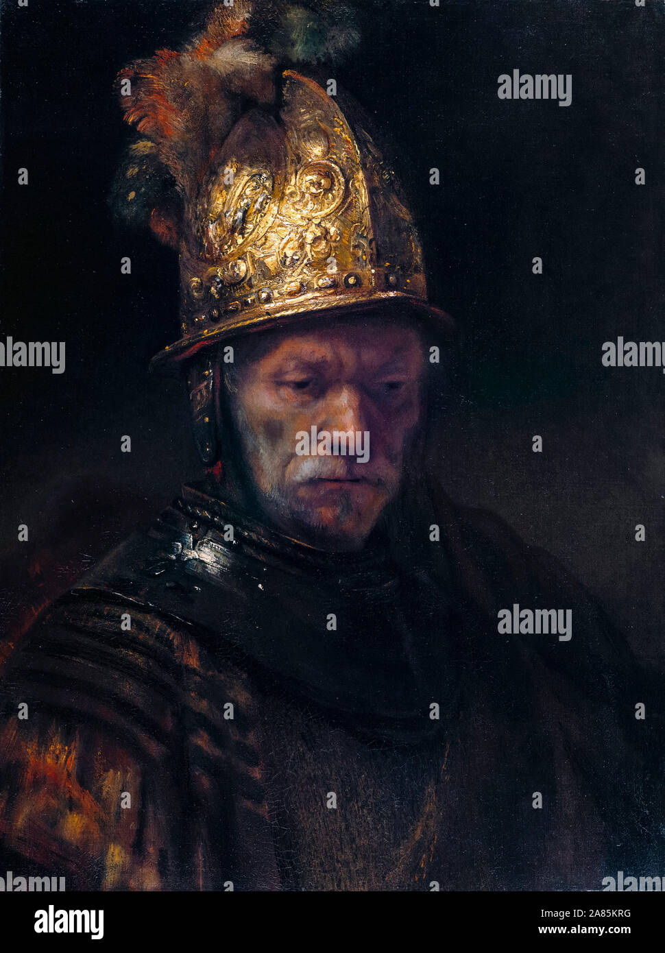 Rembrandt van Rijn, The Man with the Golden Helmet, portrait painting, circa 1650 Stock Photo