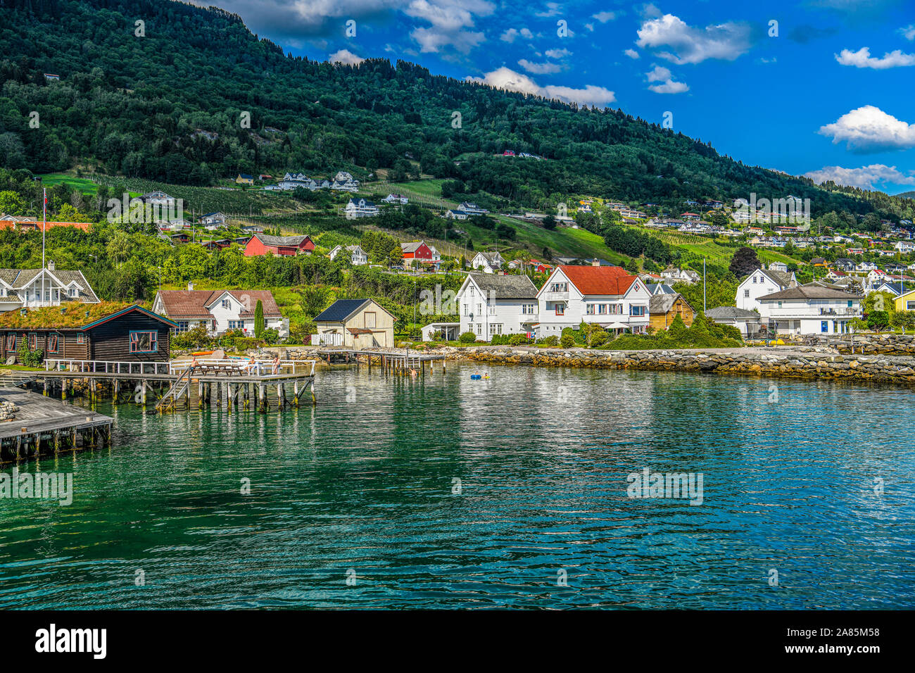 Norway Norvegia The Village Of Leikanger Along Sognefjord Stock Photo Alamy