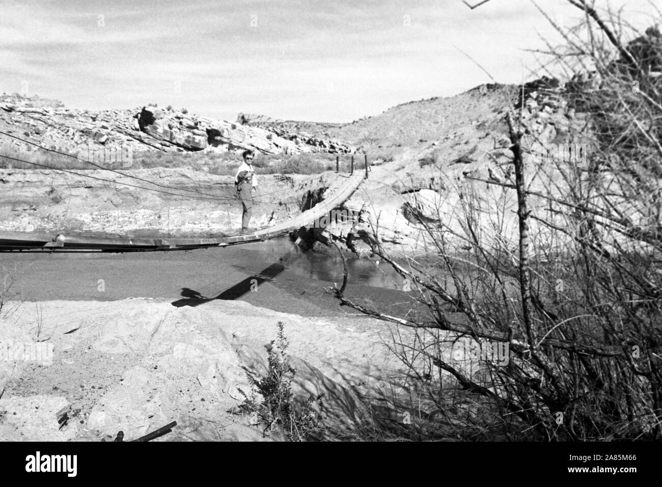 Hängebrücke, Utah, 1960er. Suspension Bridge, Utah, 1960s. Stock Photo