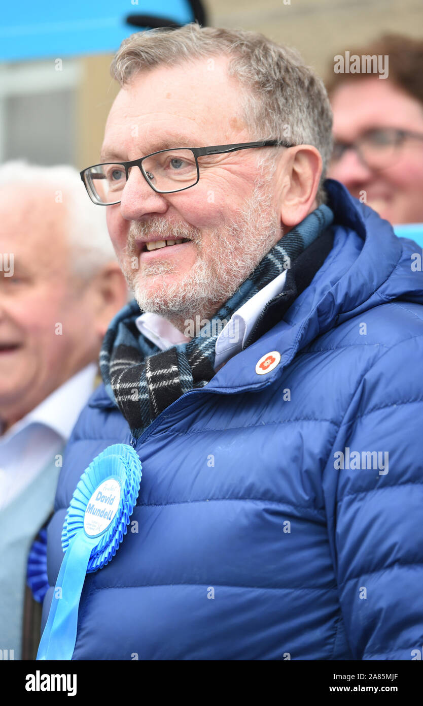 Peebles, Tweeddale, Scottish Borders.UK 6th Nov 19 . On the  Election campaign  local Tory MP David Mundell (Dumfriesshire, Clydesdale and Tweeddale)  on Peebles High Street. Credit: eric mccowat/Alamy Live News Stock Photo
