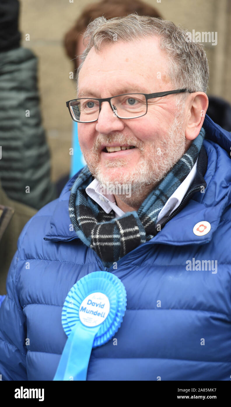 Peebles, Tweeddale, Scottish Borders.UK 6th Nov 19 . Setting out his  Election campaign   local Tory MP David Mundell (Dumfriesshire, Clydesdale and Tweeddale) on Peebles High Street. Credit: eric mccowat/Alamy Live News Stock Photo