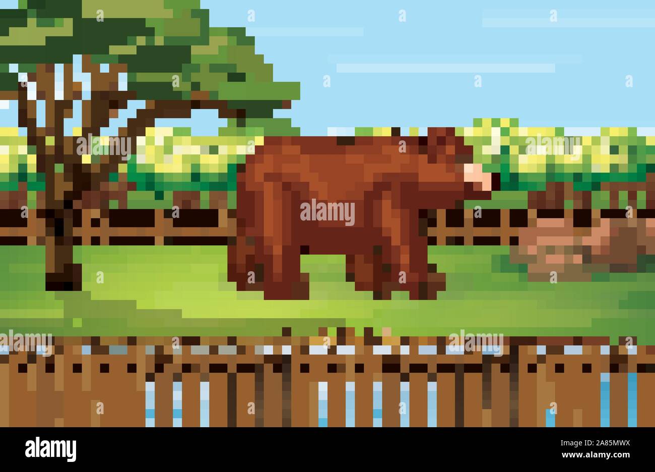 Scene with grizzly bear in the zoo illustration Stock Vector Image ...