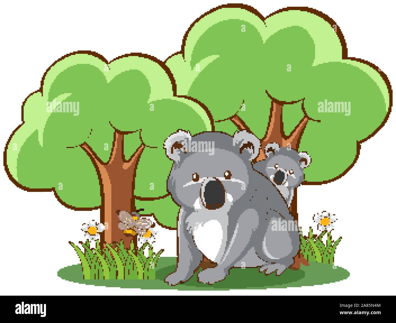 Koala in forest on white background illustration Stock Vector Image ...