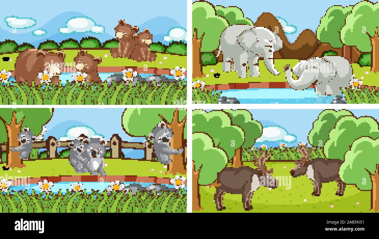 Background scenes of animals in the wild illustration Stock Vector ...
