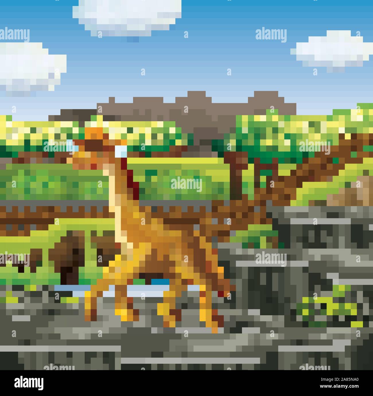 Scene with giraffe at the zoo illustration Stock Vector Image & Art - Alamy