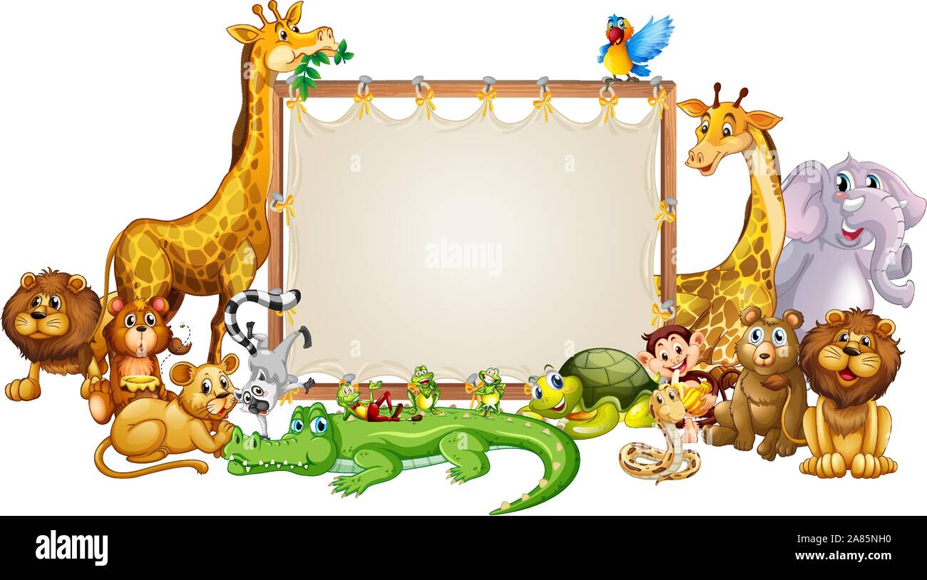 Border template with cute animals illustration Stock Vector Image & Art ...