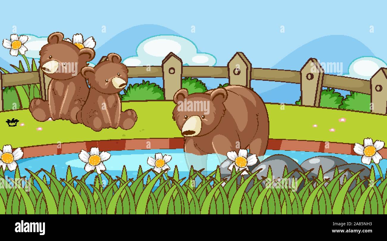 Scene with bears in the park illustration Stock Vector Image & Art - Alamy