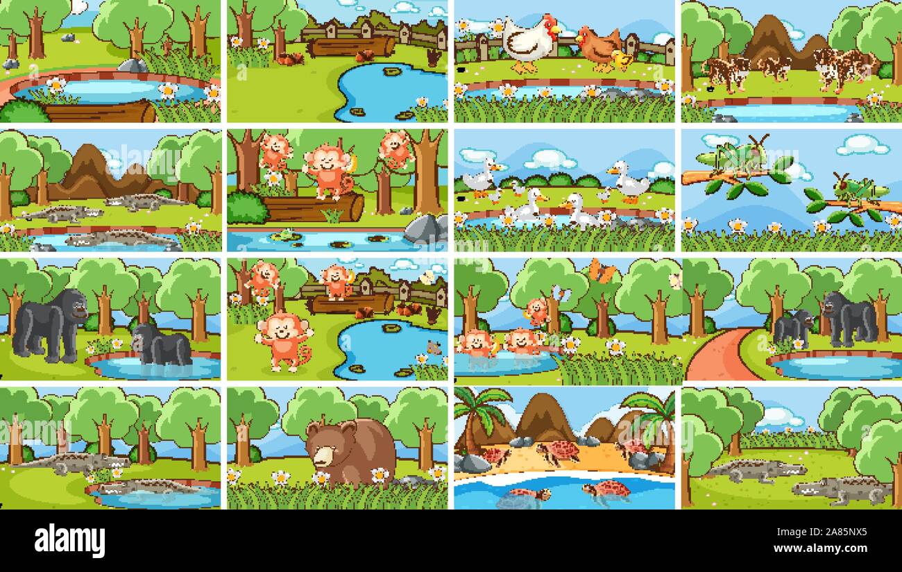 Background scenes of animals in the wild illustration Stock Vector ...