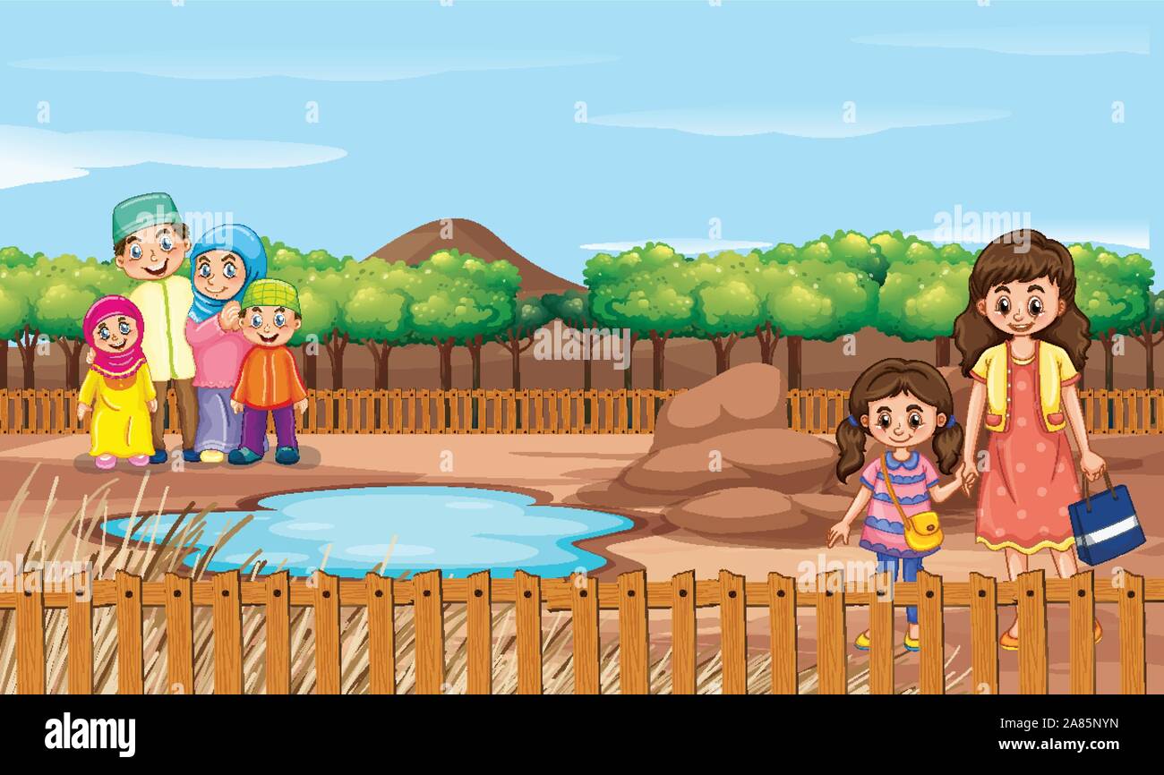 Scene with many people in the park illustration Stock Vector Image ...