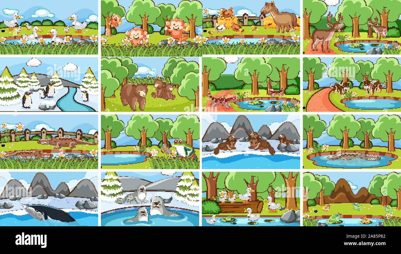 Background scenes of animals in the wild illustration Stock Vector ...