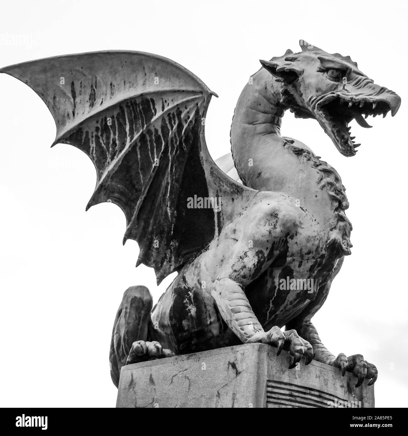 Bronze dragon sculpture of zmajski most Black and White Stock Photos