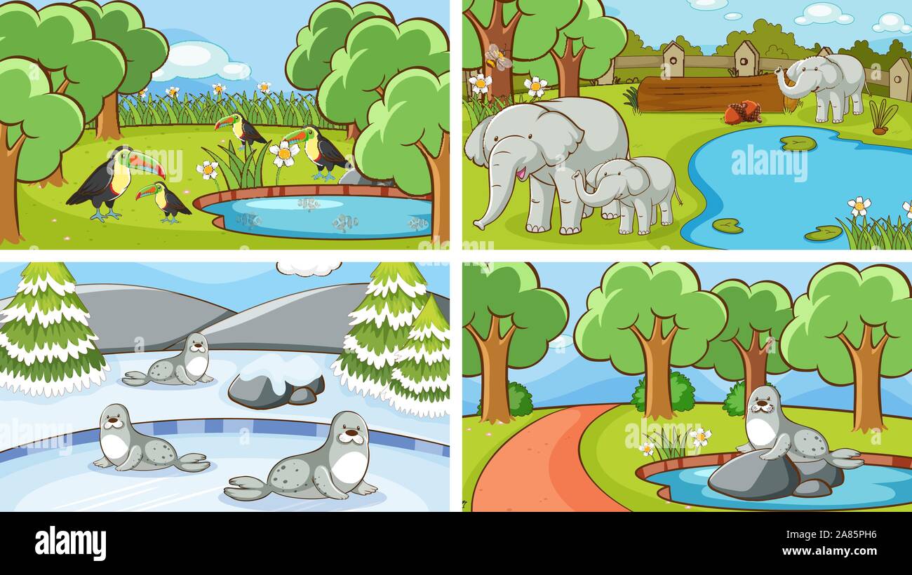 Background scenes of animals in the wild illustration Stock Vector ...