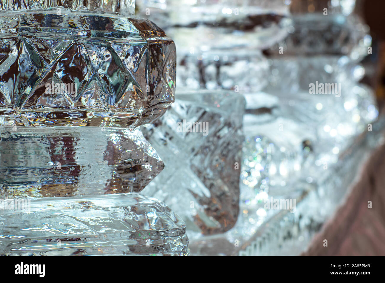 Wedding decorations with ice on table Stock Photo