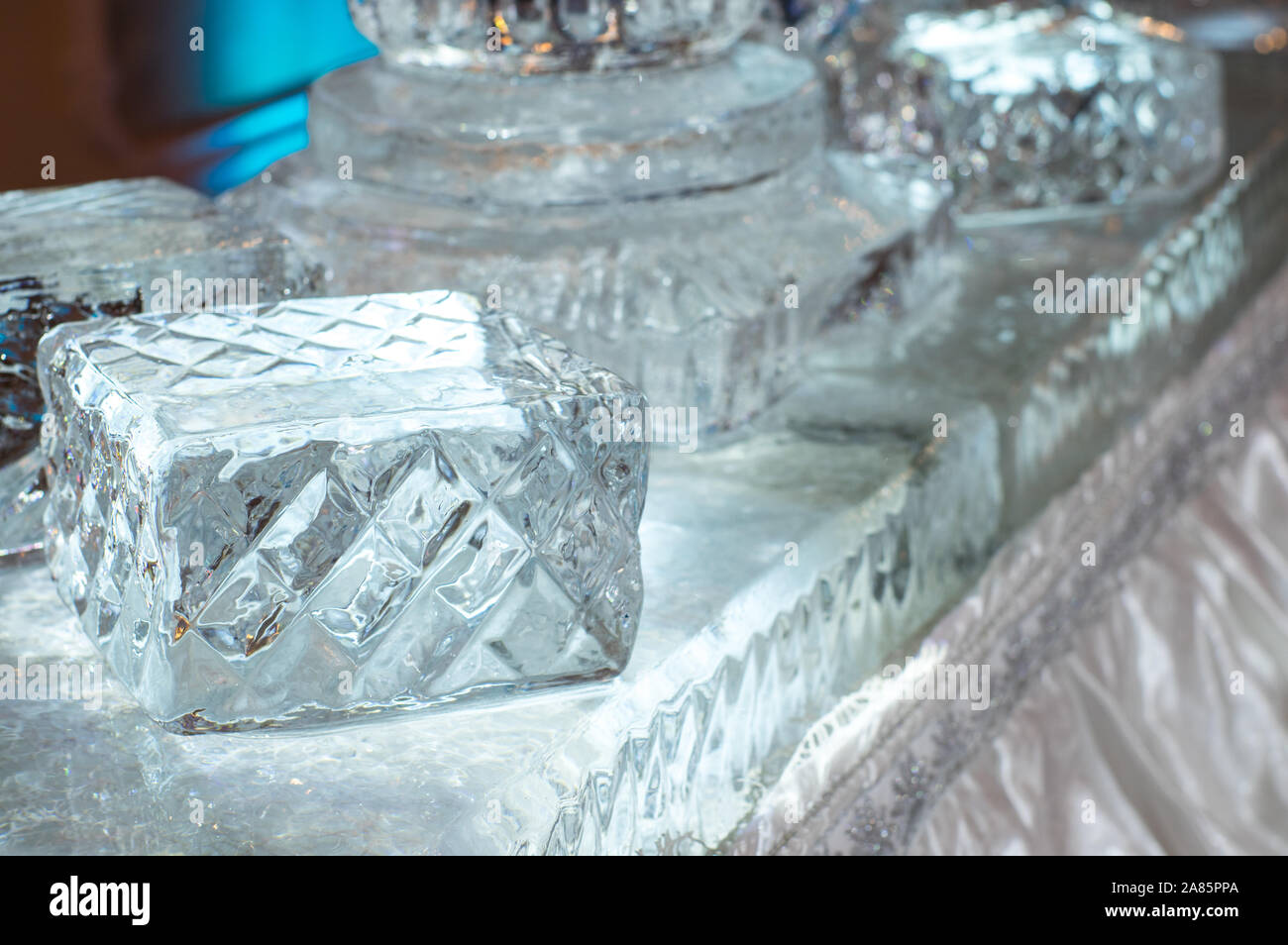 Wedding decorations with ice on table Stock Photo