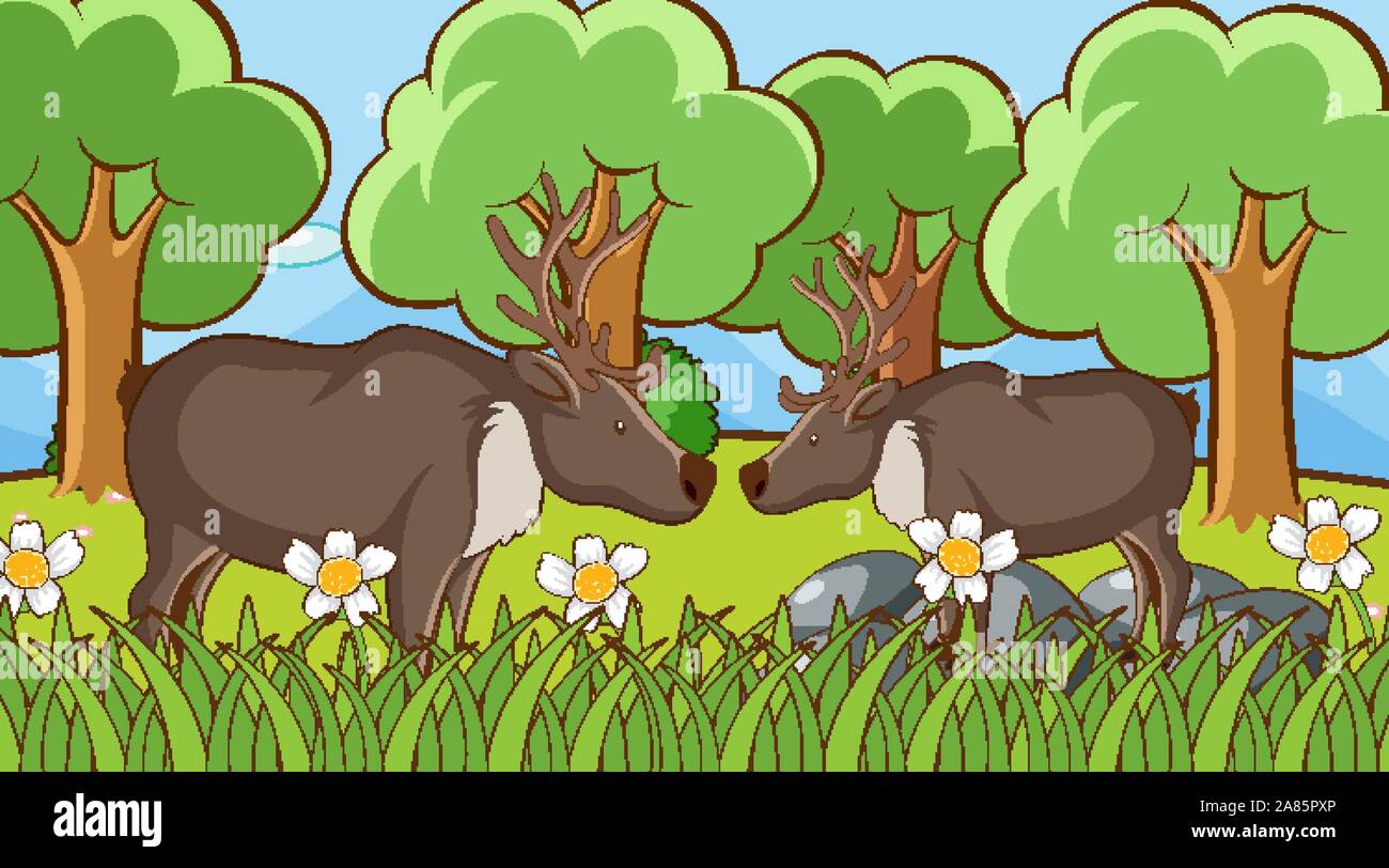Scene with deers in the park illustration Stock Vector Image & Art - Alamy