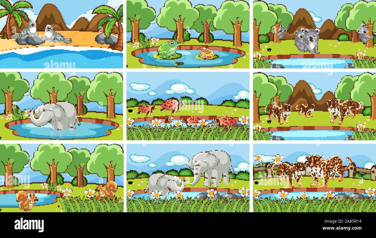 Background scenes of animals in the wild illustration Stock Vector ...