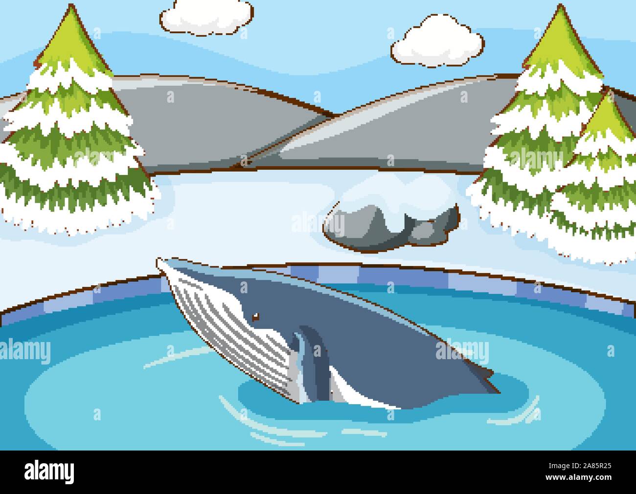 Scene with whale swimming illustration Stock Vector Image & Art - Alamy