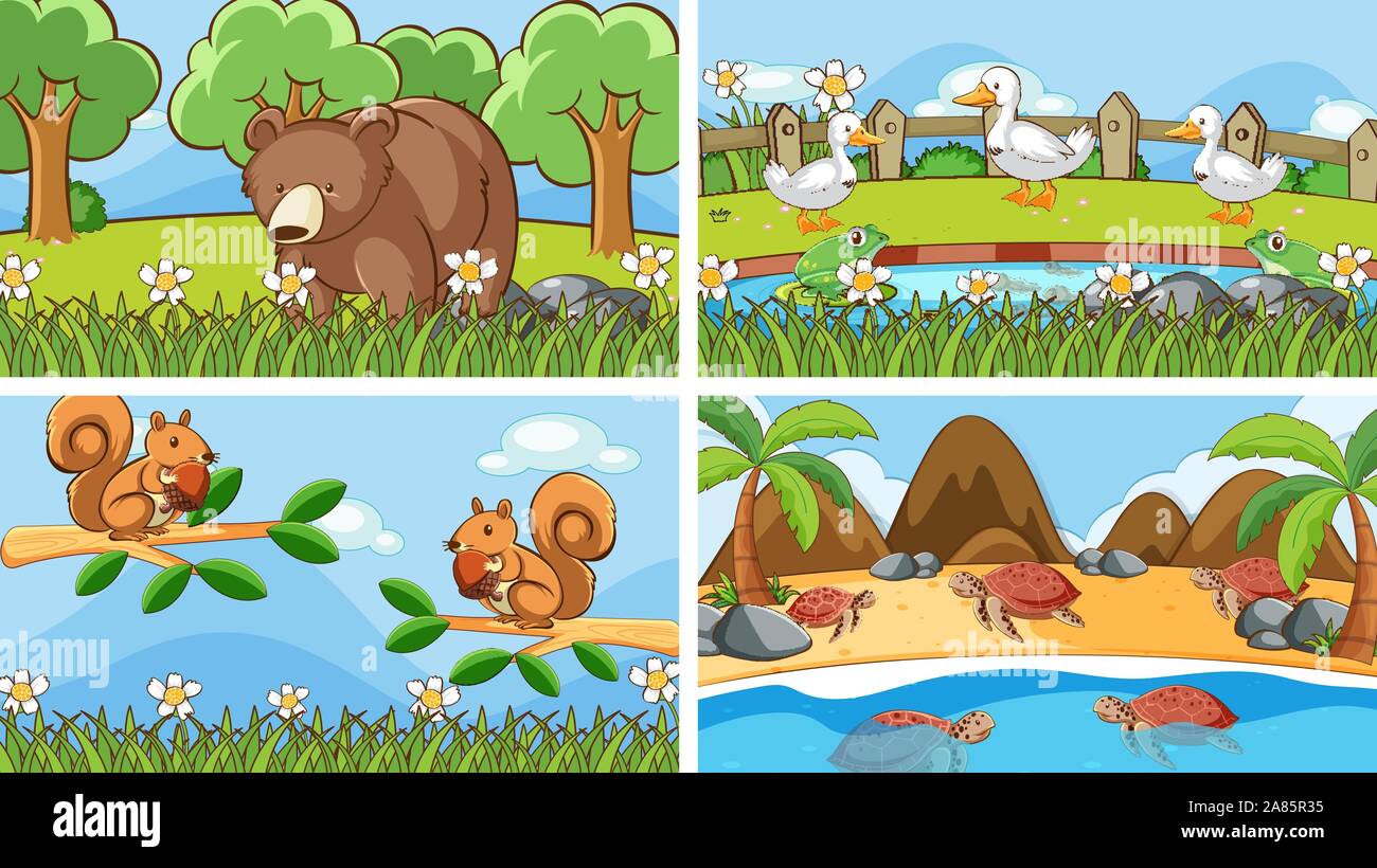 Background scenes of animals in the wild illustration Stock Vector ...
