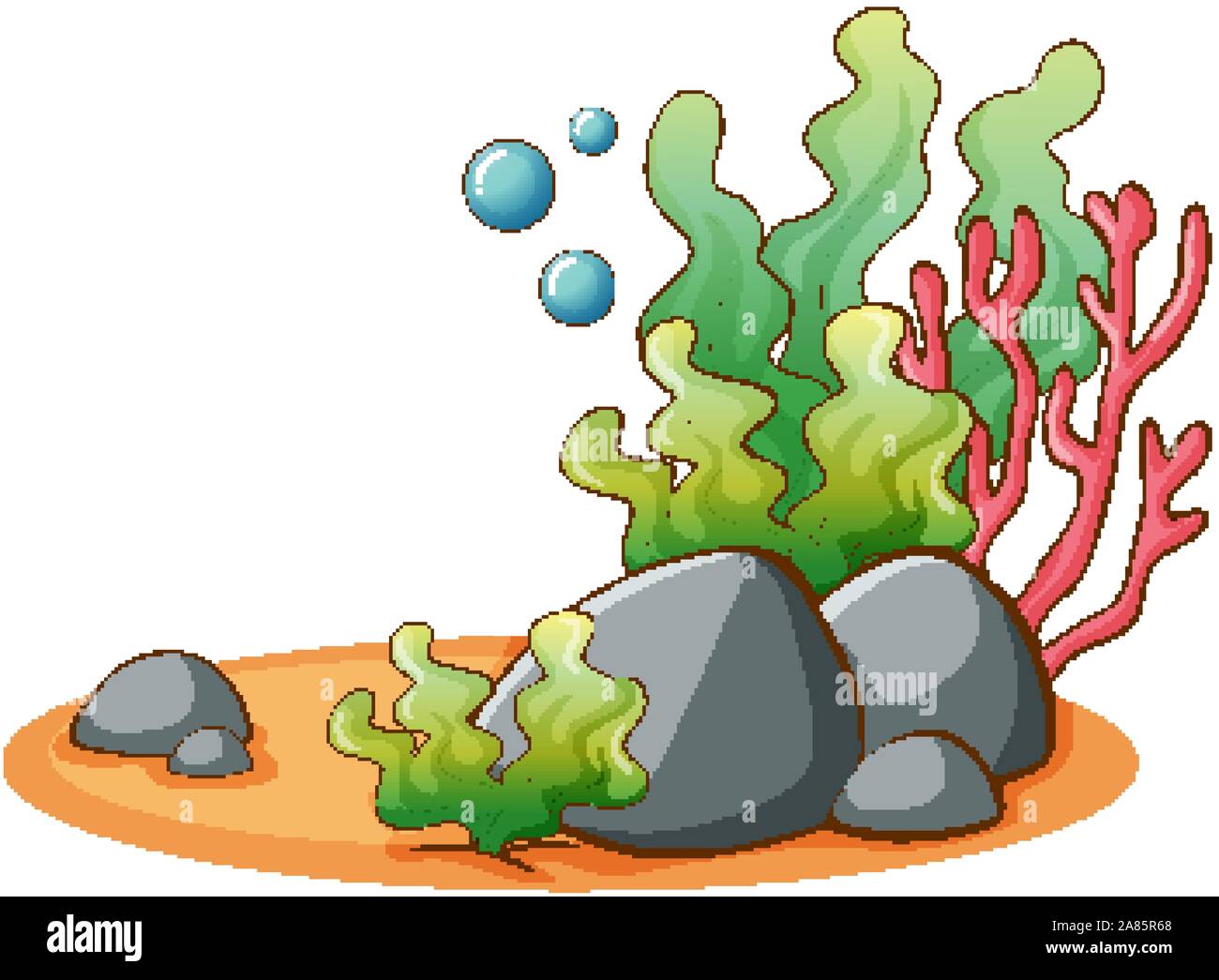 Seaweeds and coral on white background illustration Stock Vector Image ...