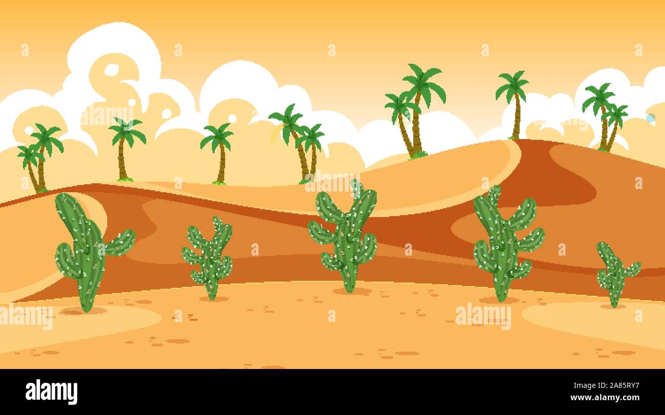 Background scene with cactus in desert illustration Stock Vector Image ...