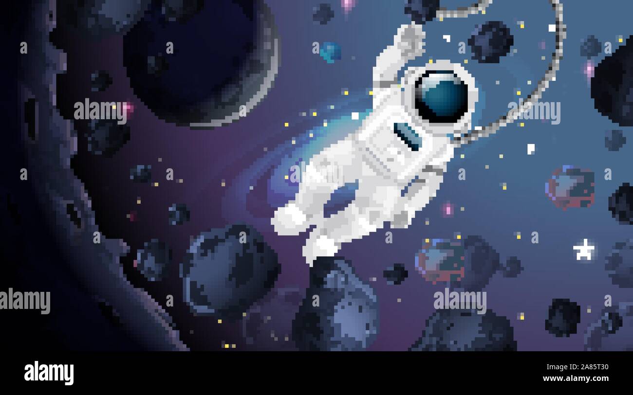 Astronaut In Space Scene Illustration Stock Vector Image And Art Alamy 