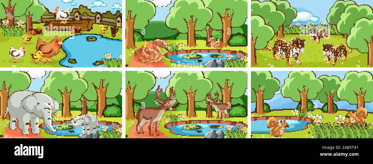 Background scenes of animals in the wild illustration Stock Vector ...