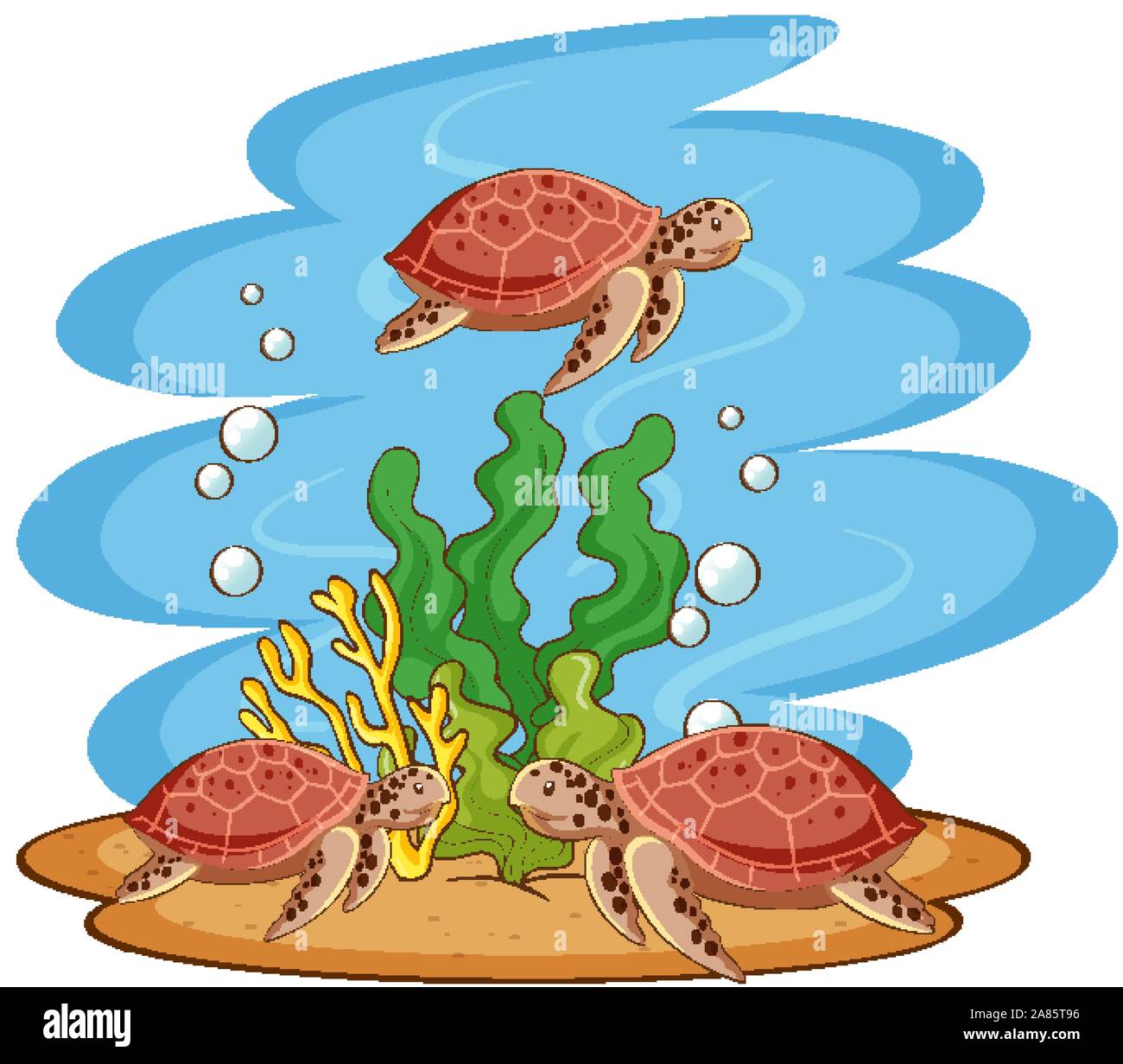 Sea turtles swimming in the ocean illustration Stock Vector Image & Art ...