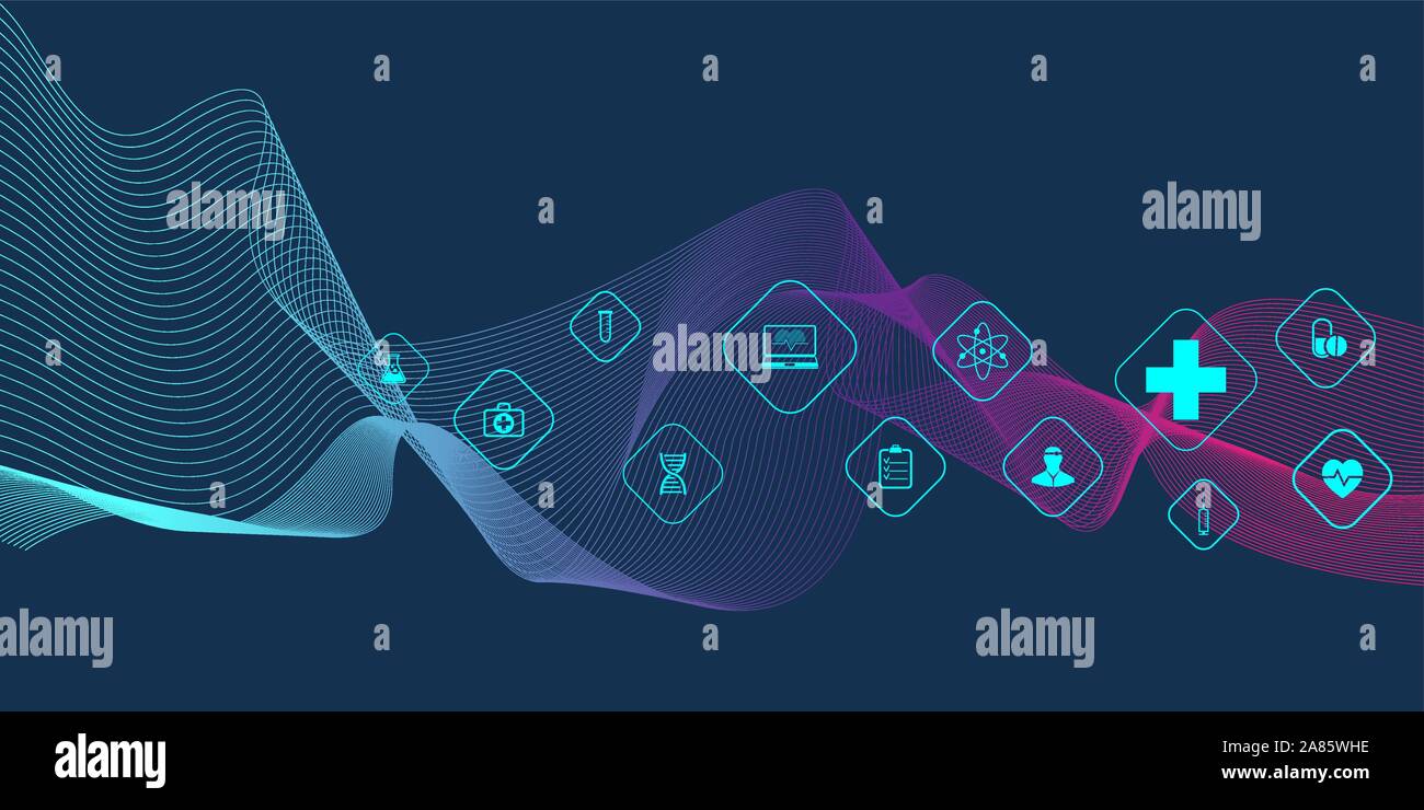 Abstract Health Care Banner Template With Flat Icons Healthcare