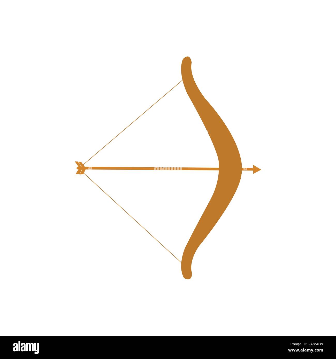 Brown bow with matching arrow on white Stock Vector