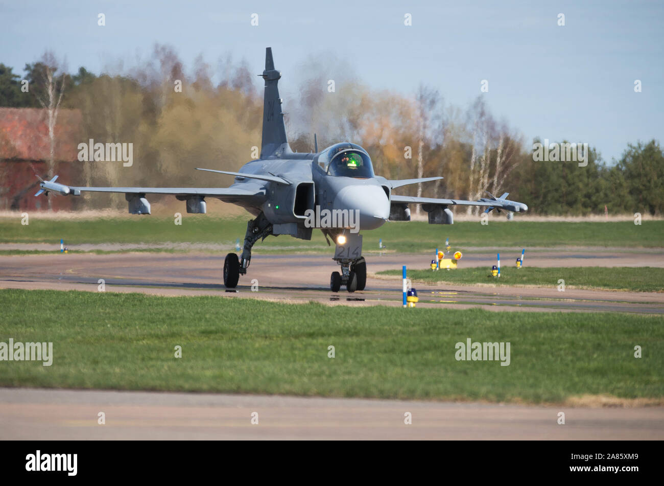 Flight Show With Jas 39 Gripen At Linkoping Airport The Saab Jas 39 Gripen English Griffin Is A Light Single Engine Multirole Fighter Aircraft Manufactured By The Swedish Aerospace Company Saab Photo Jeppe Gustafsson