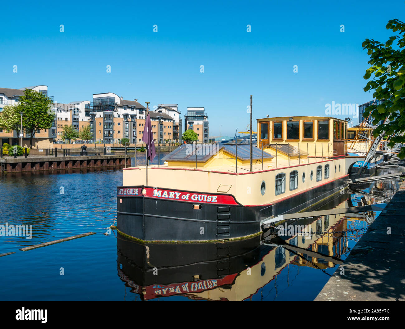 Mary of Guise named barge, Water of leith river, The Shore, Edinburgh