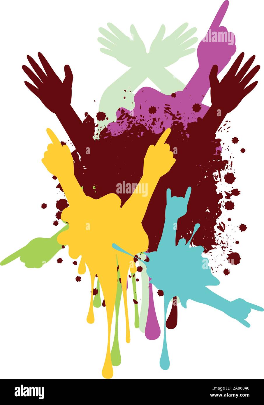 Cartoon human hands with various gestures, simple silhouette Stock ...