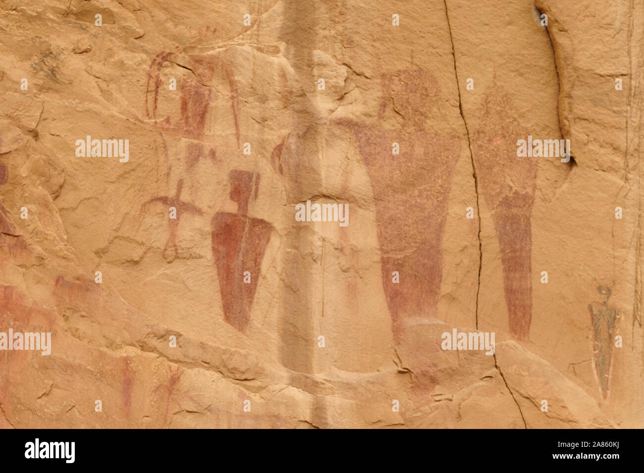 Sego Canyon Rock anthropomorph art, Native American pictographs and petroglyphs, some larger than life size, in Utah, USA Stock Photo