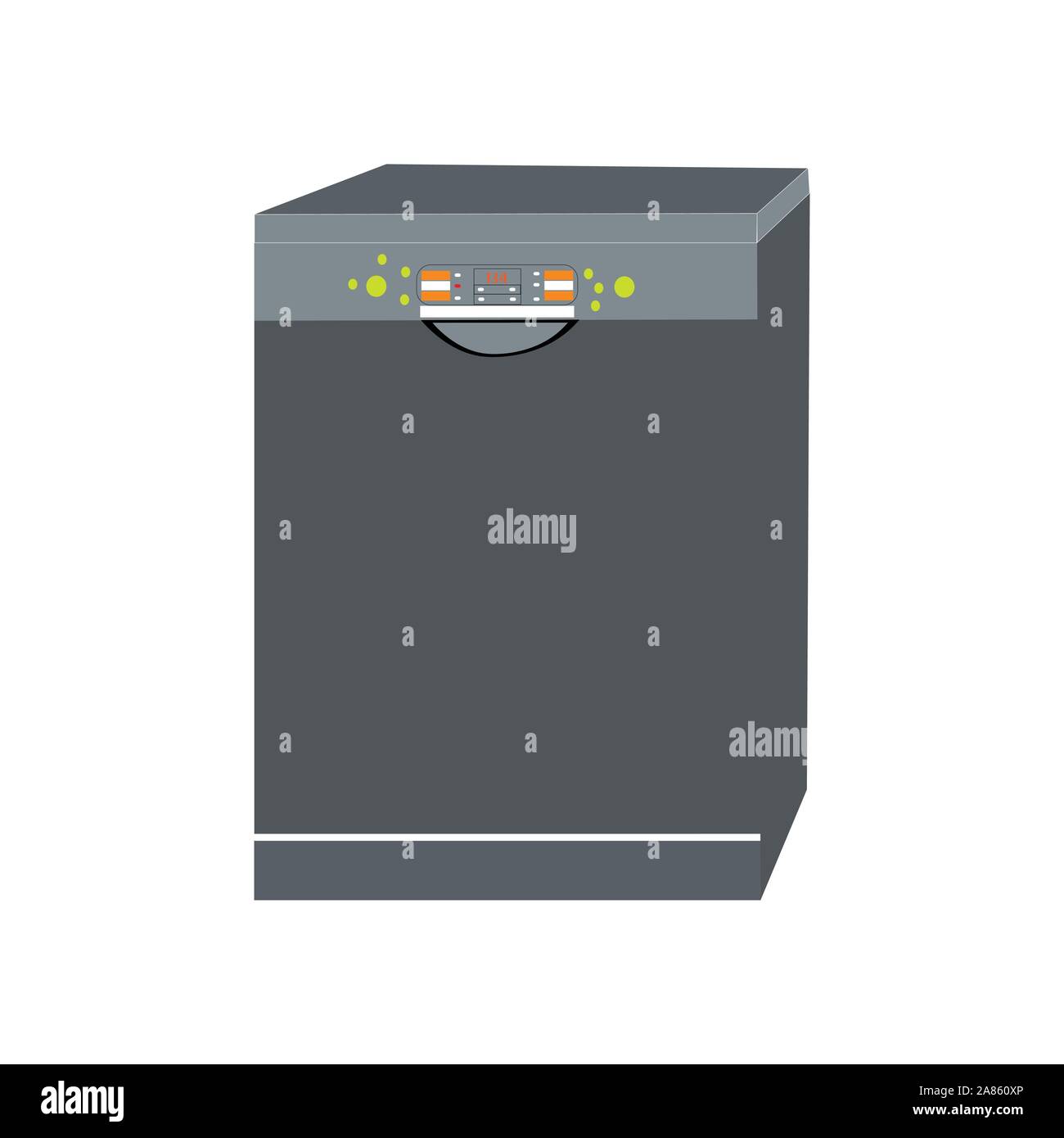 Dark grey smart dishwasher on a white backdrop Stock Vector