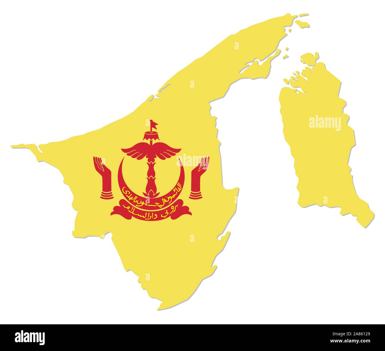 simple map of asian state brunei darussalam with coat of arms Stock Vector