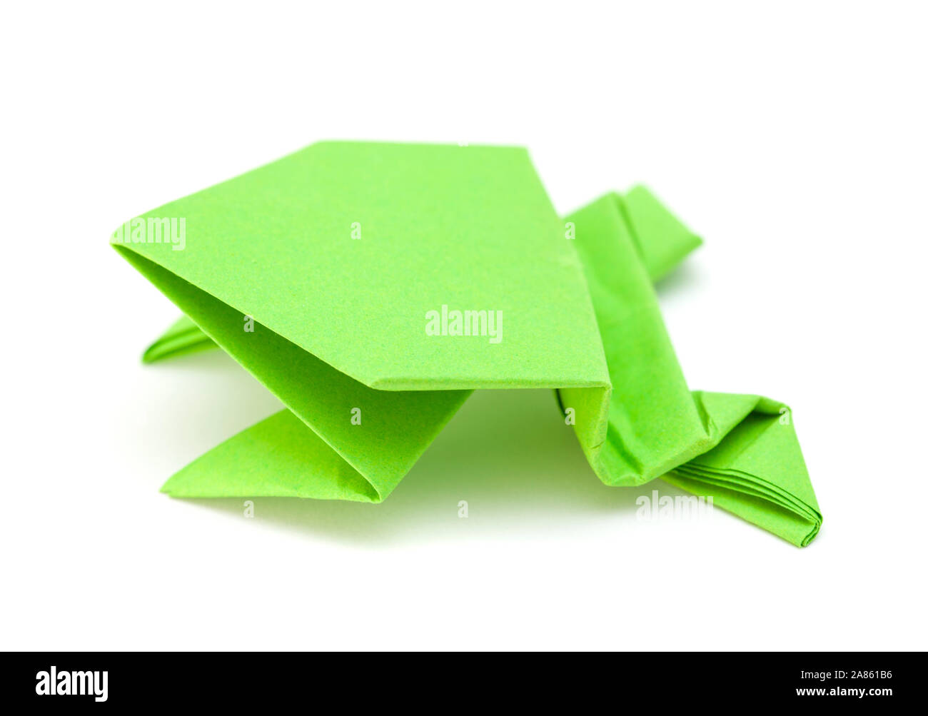 jumping frog origami model isolated on white background Stock Photo