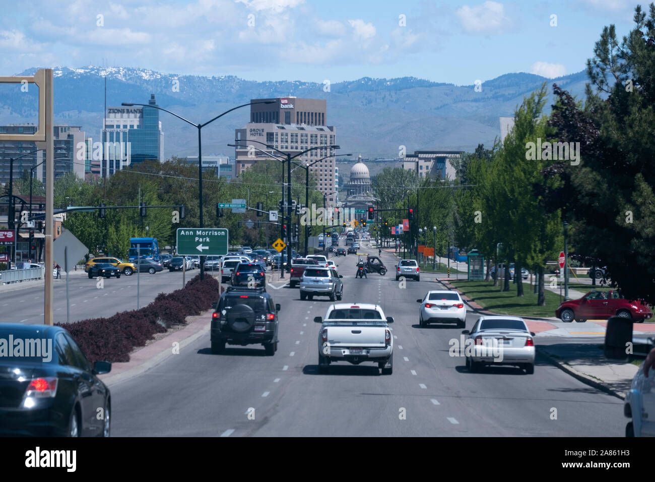 View down North Capitol Boulevard, Boise Stock Photo