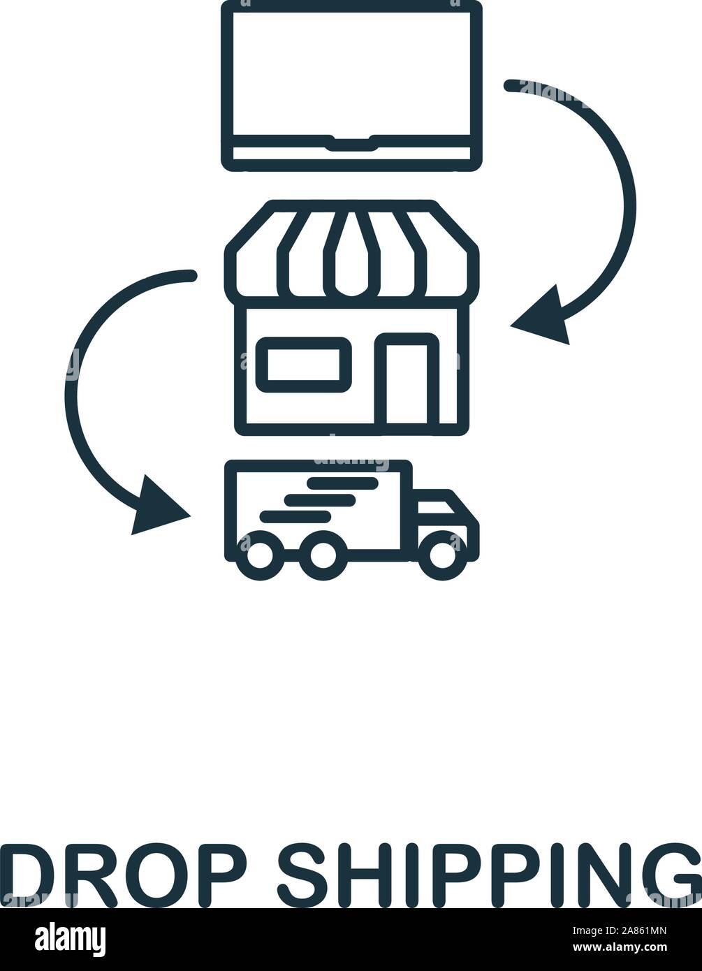 Drop Shipping icon outline style. Thin line creative Drop Shipping icon ...