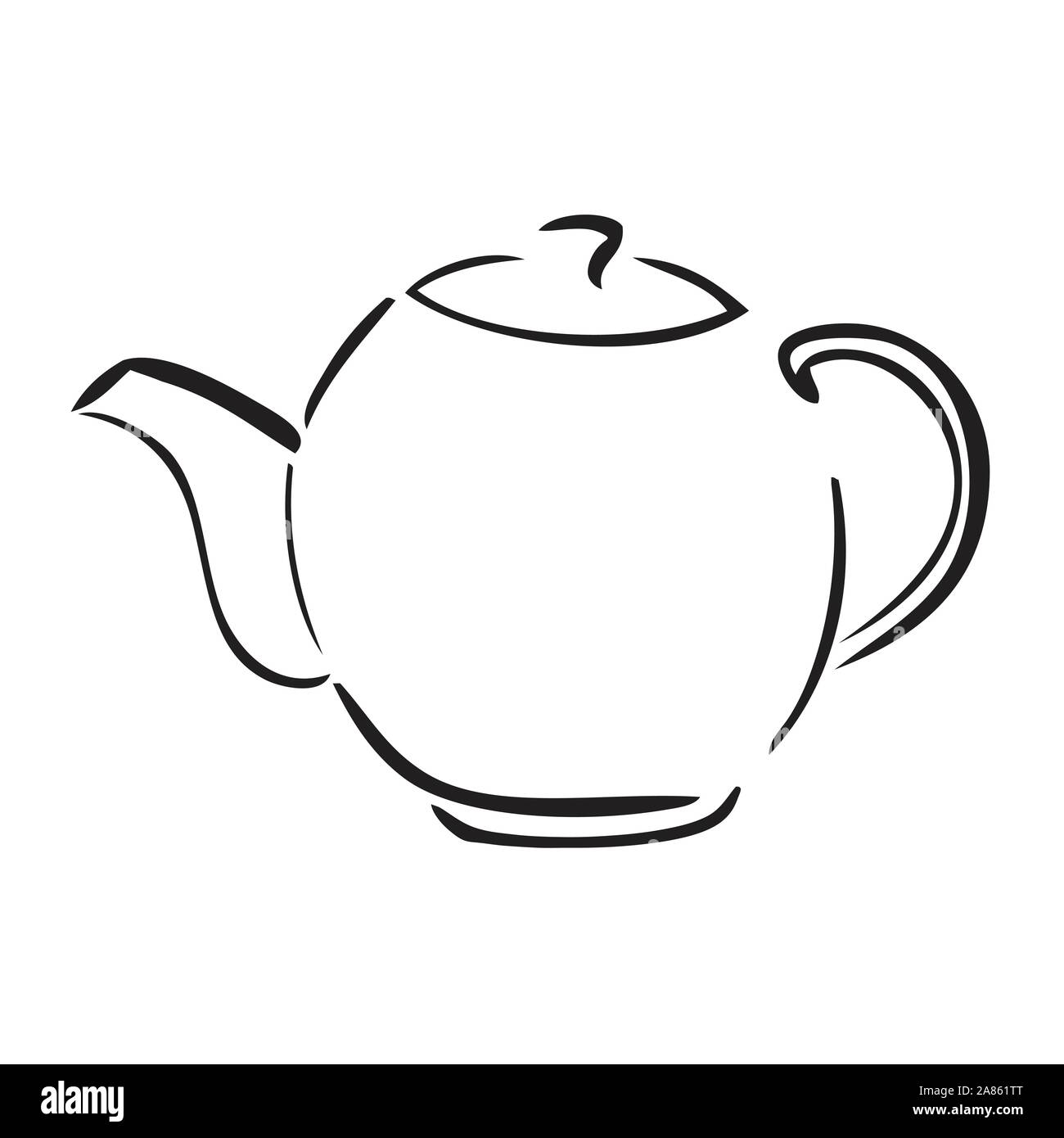 Black and white simple vector illustration of a tea pot Stock Vector