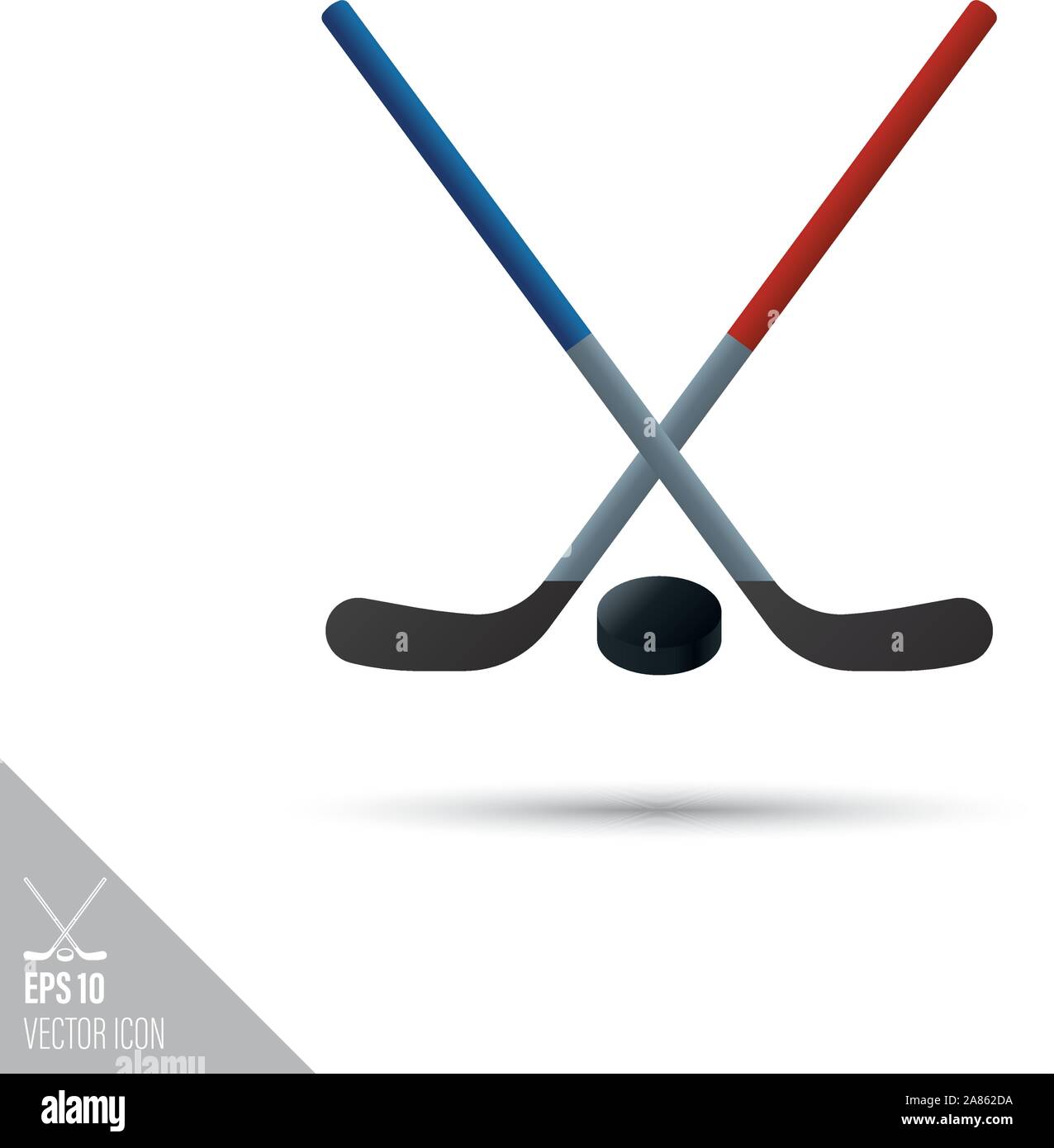 Crossed hockey sticks and puck icon simple style Vector Image