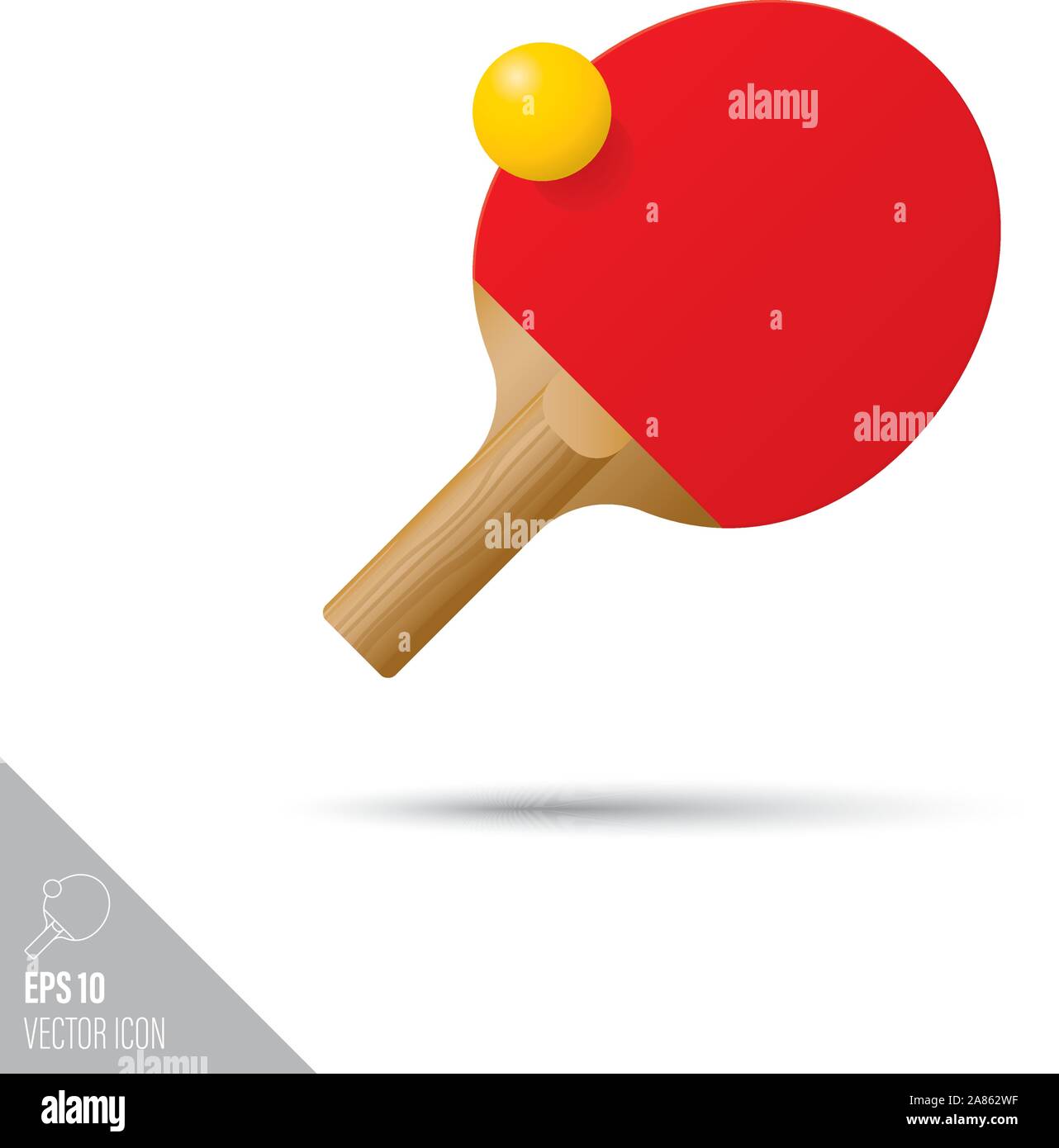 Smooth style table tennis paddle and ball icon. Sports equipment vector illustration. Stock Vector
