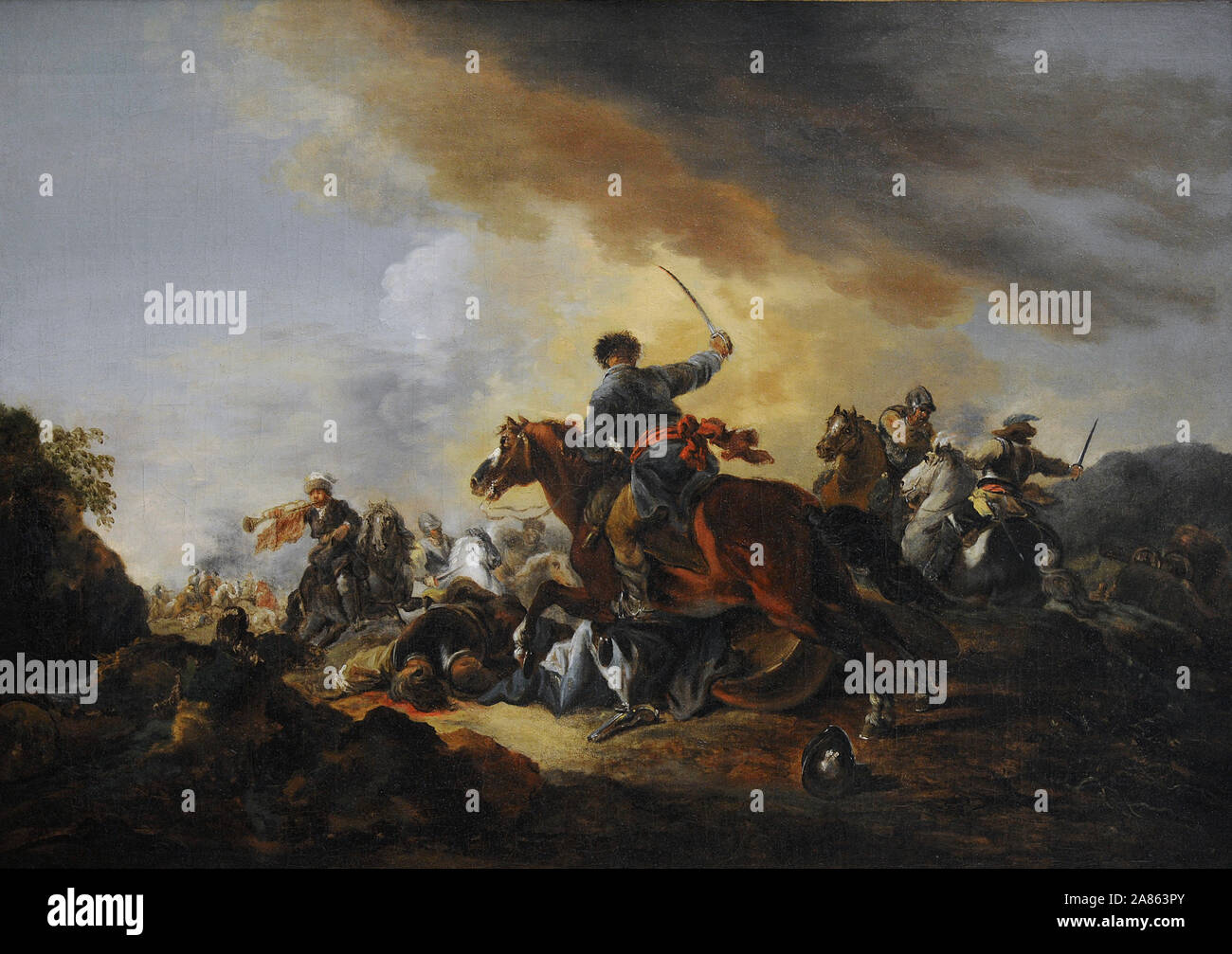 Aleksander Orlowski (1777-1832). Polish painter. Battle Scene, before 1802. Oil on canvas. 19th Century Polish Art Gallery (Sukiennice Museum). National Museum of Krakow. Poland. Stock Photo